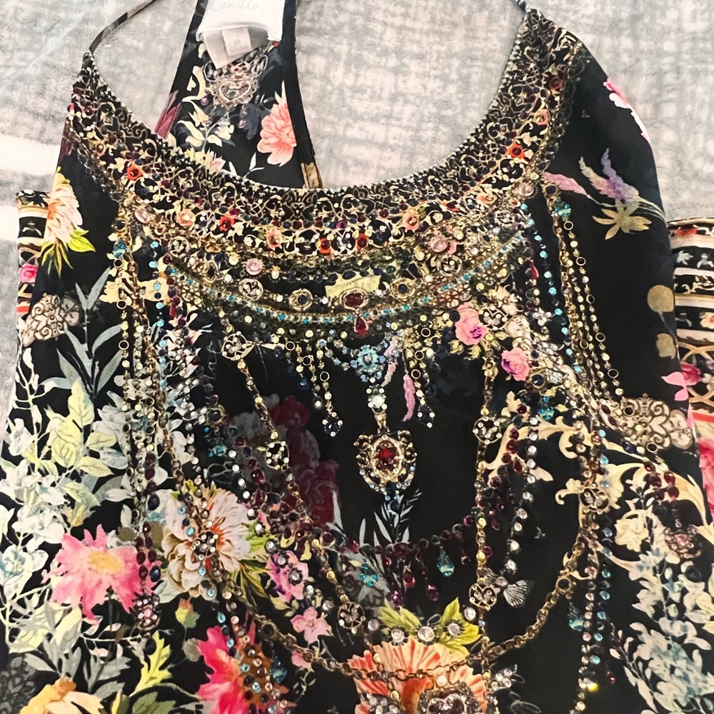 Camilla shoestring Floral Embellished Top - Picture 2 of 4